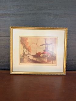 Beautiful Framed Watercolor Painting 'Riviera en Flanders' after Van Aanten