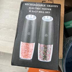 RECHARGEABLE GRAVITY ELECTRIC PEPPER & SALT MILL SET