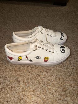 Girls White Graphic Lace-Up Sneakers SHEIN size 39
