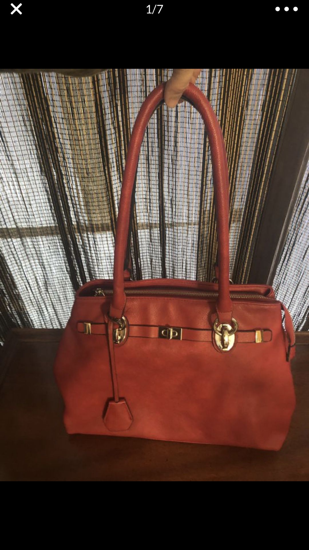 Oversized red handbag