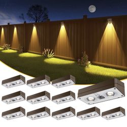 Solar Fence Lights 12 Pack Black, 50 Lumens Outdoor Fence Lights Solar Powere...
