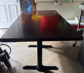 Commercial Wood Rectangular Table with Cast Iron Base