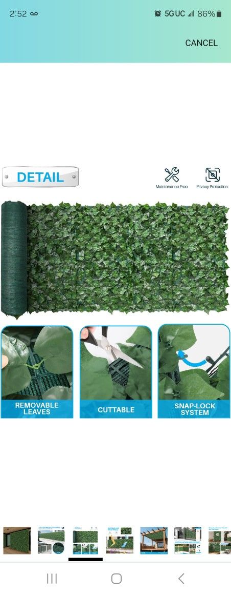 NOB (2) 6' x 12' Faux Ivy Wall Backdrop Privacy Screen