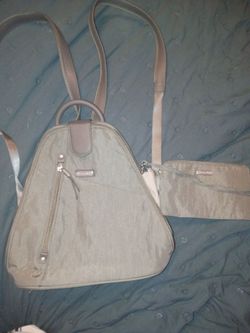 Baggallini Backpack Purse Gray Nylon Travel Bag Lightweight Multi Pocket