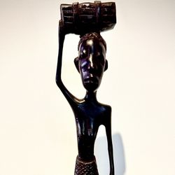 Fine original African art - hard wood hand carved figurine M269 H9.5xW2 inch Lbs 0.23