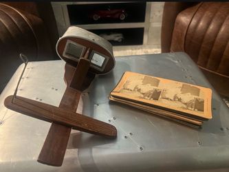 Vintage 1901 UNDERWOOD SUNSCULPTURE ORNATE TIN STEREOSCOPE  with Cards