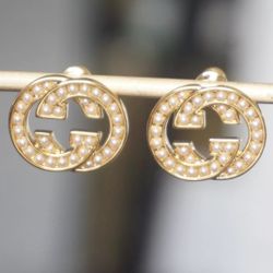 GUCCI Earrings logo GG box & duster crystals