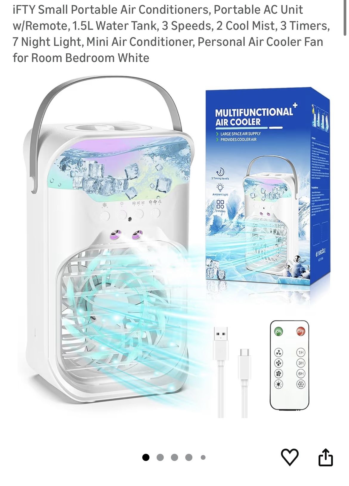 Small Portable Air Conditioners, Portable AC Unit w/Remote, 1.5L Water Tank