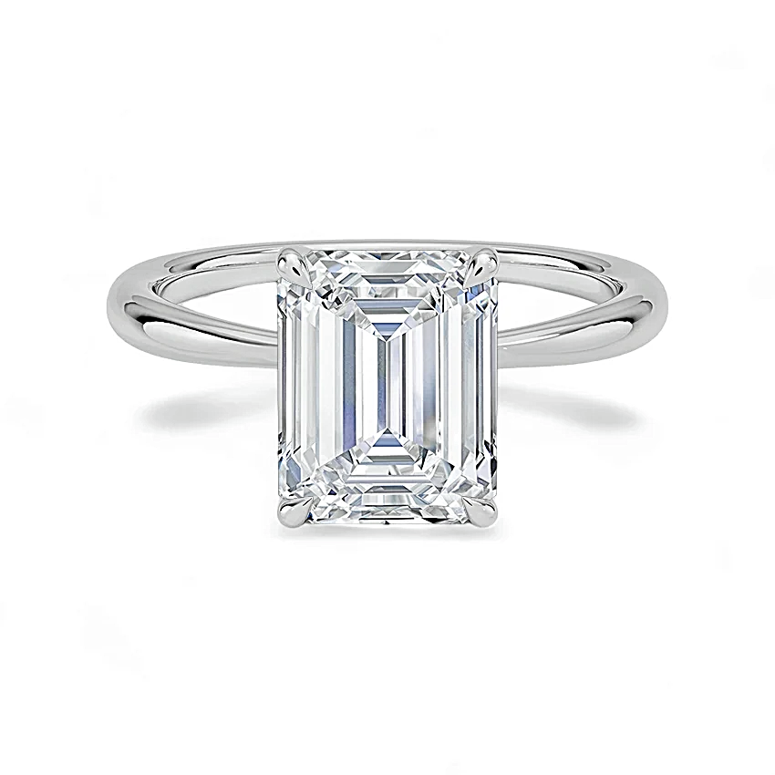 1.00 Carat White Gold Solitaire Engagement Ring with IGI Certified Emerald Cut Lab Grown Diamond.