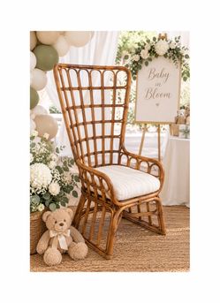 Vintage High Back Bamboo Wing Chair