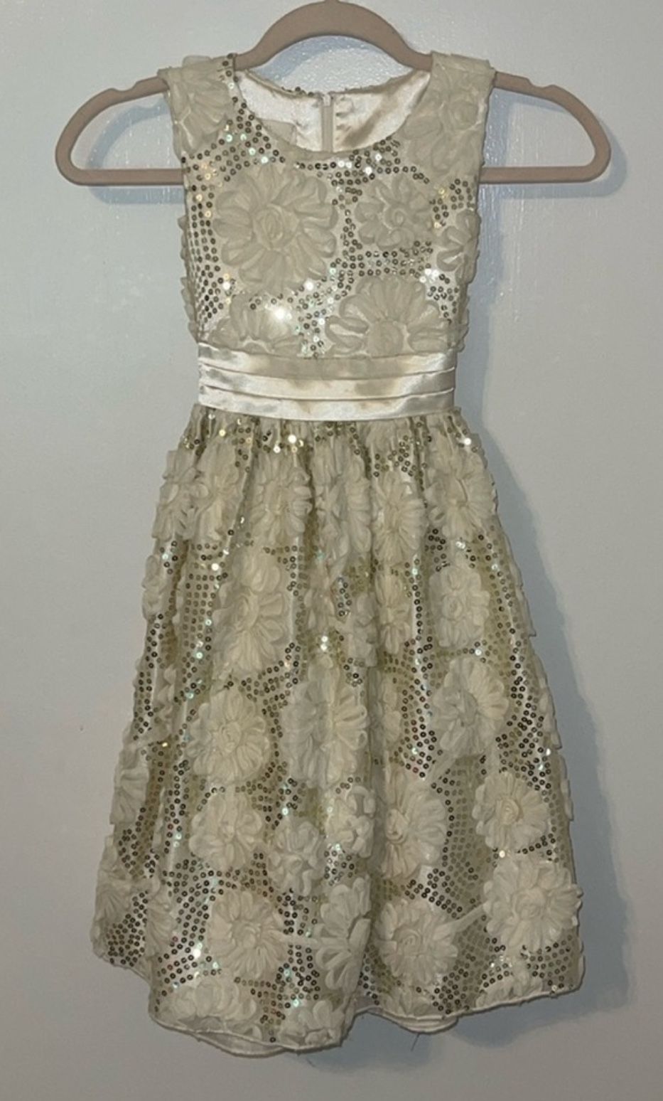 Elegant Ivory Floral Girls Dress