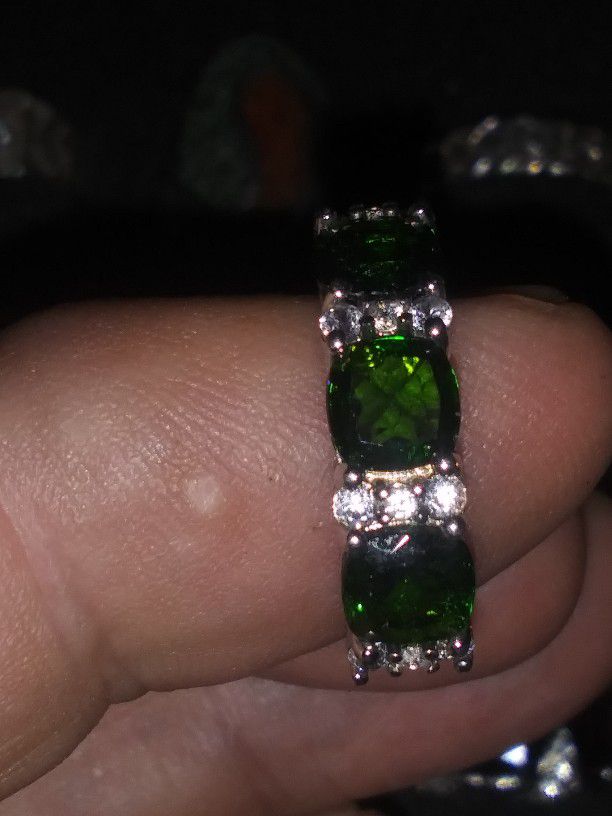925 .big Green Stone.sweet Ring .new