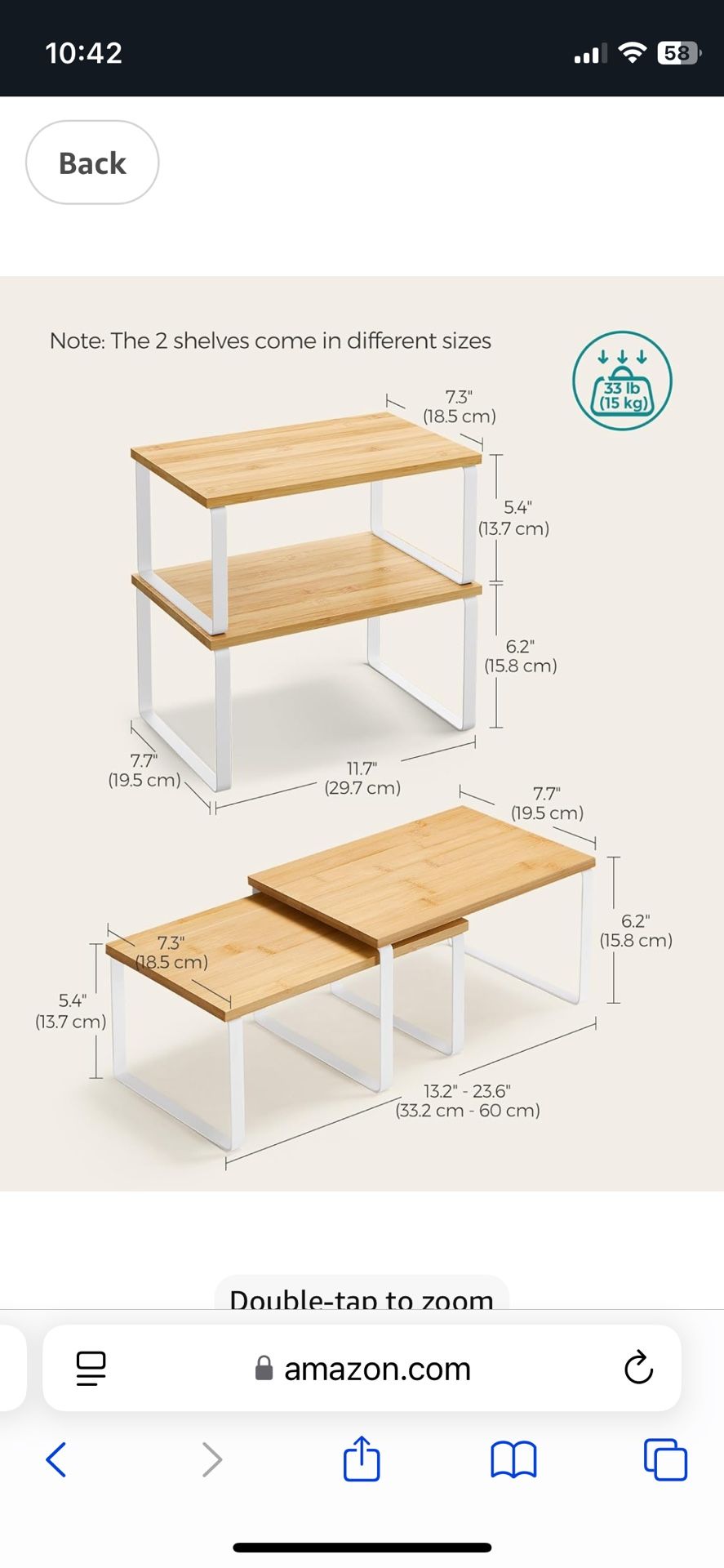 Cabinet Organizer Shelf, Set of 4 Stackable Kitchen Counter Shelves