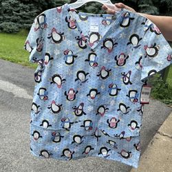 Brand New M Penguin Scrub Top