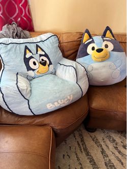 Bluey chair and squish mellow pillow