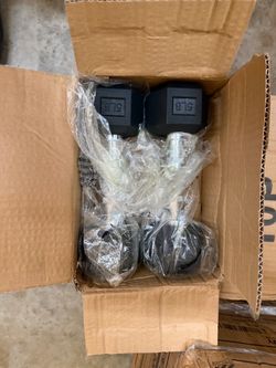 Pair of 5lb rubber hex dumbbells