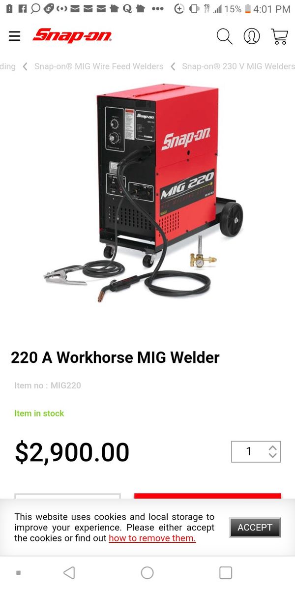 Snap on 220 MIG WELDER for Sale in Torrance, CA OfferUp