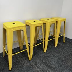 Add a Burst of Color! *25% Off Sale* Used - Yellow Metal Square Bar Height Stools