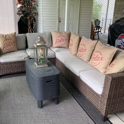 Wicker Patio Corner  Set With Pillows