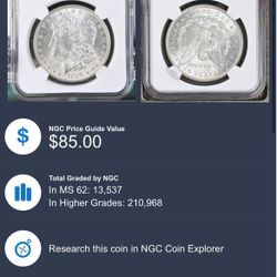 1887 $1 Morgan Dollar MS62