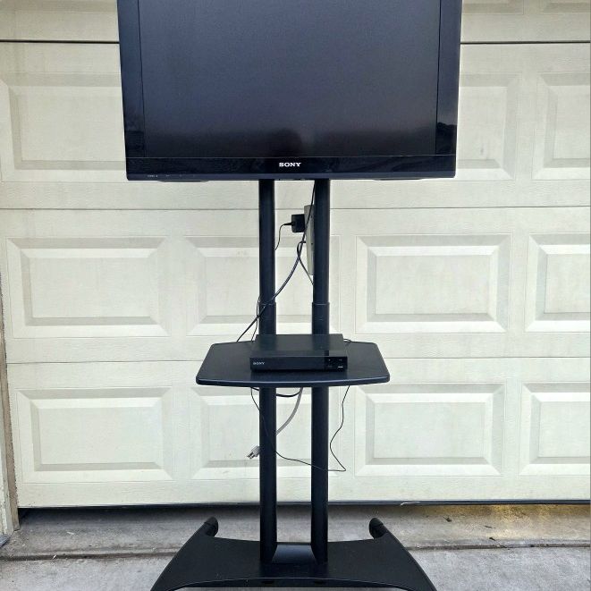 Cart Machine Player 32 Inch Sony Bravia T.V. Cart - Blu-Ray Player - Cart With Surge ...