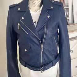 Michael Kors Moto  Real Leather Jacket, Like New/Chamarra MK Grande Como Nueva