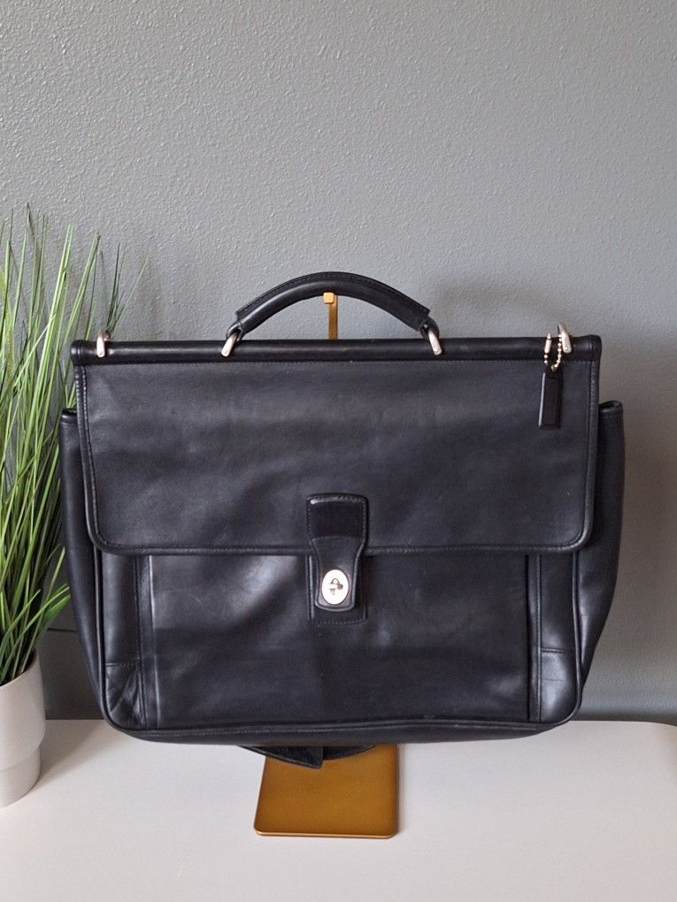 Black Vintage Coach Lexington Briefcase Slim Brief 1993