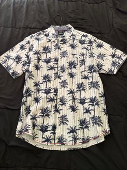 Men’s Burnside Palm Tree Hawaiian Button-Up Shirt – Large