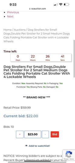 Dog Strollers For Small Dogs,Double Pet Stroller For 2 Small Medium Dogs Cats Folding Portable Cat Stroller With 4 Lockable Wheels Thumbnail