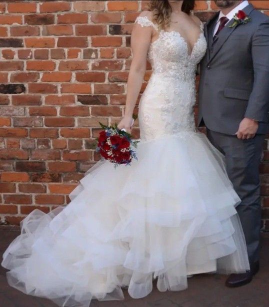 Casablanca Wedding Dress + Veil