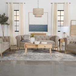 Brand New 2PC Camel Velvet Sofa and Loveseat Set