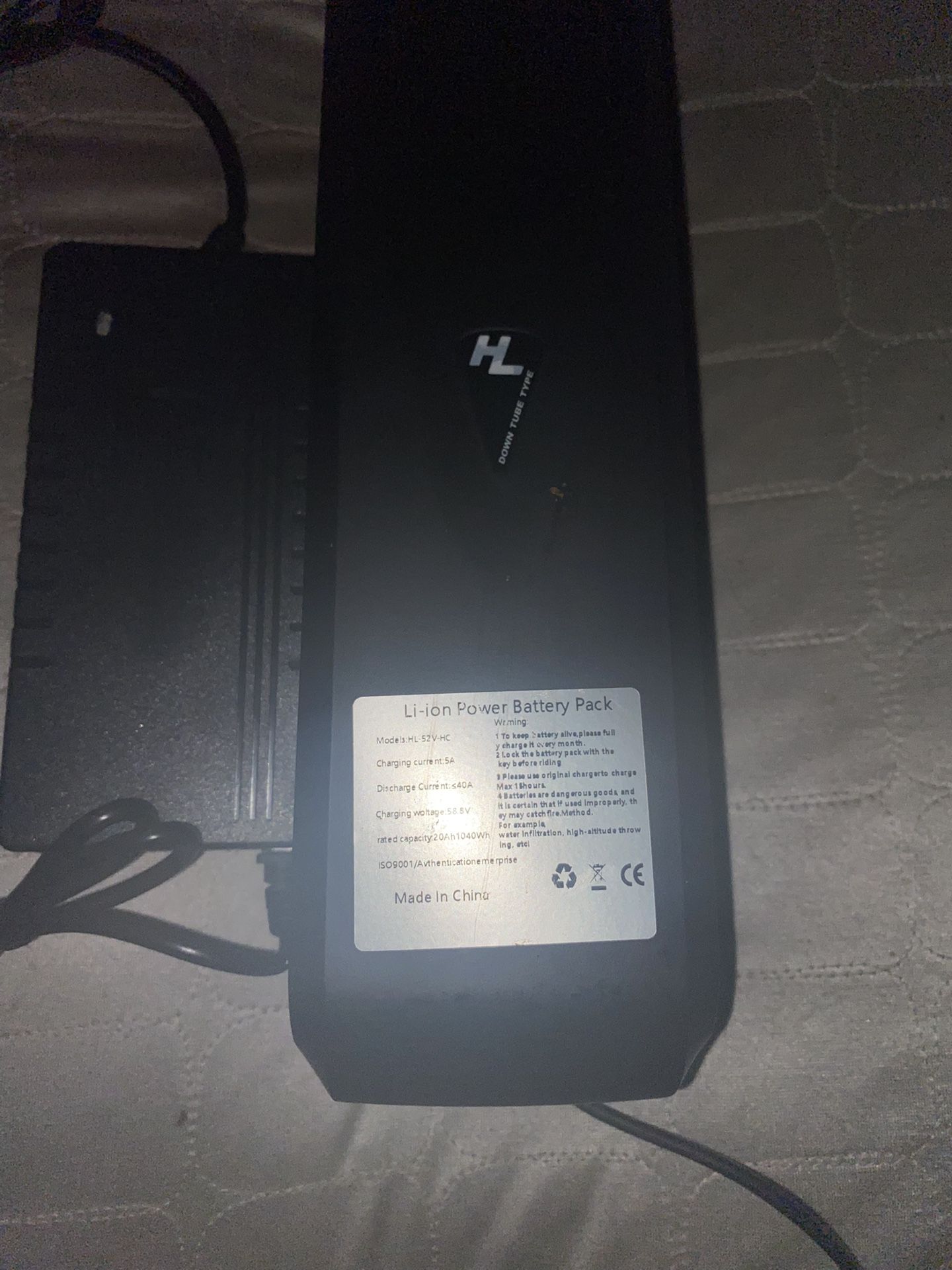 E Bike 52v  20ah Li ion Battery Pack.  