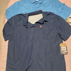 Nwt Lot Of 2 Men’s Medium The American Outdoorsman Sargasso Sea And Wave Ride Blue Fishing Sun Shirts 