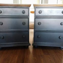 Pair Of Black Modern Cottage End Tables Nightstands 