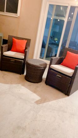 5 Piece Wicker Patio Set Chairs Modern 