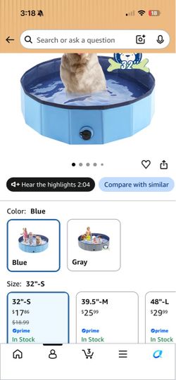 Foldable Dog Pool, Portable Pet Bath Tub and Kiddie Swimming Pool