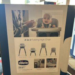 Chicco Zest™ 4-in-1 Multi-Use Folding High Chair, Low Feeding Chair, Toddler Chair, Youth Stool - Seasalt (Grey), New