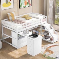 Twin Size Loft Bed With Desk