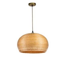  Light & Decor Large Rattan and Bamboo Pendant Lamp with Dome Shape 