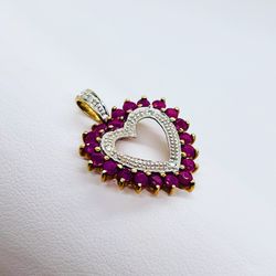 Diamond Rubies Gold Heart Pendant