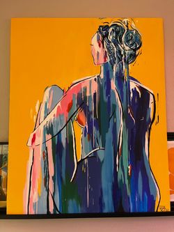 Large Custom Painting Sitting Woman