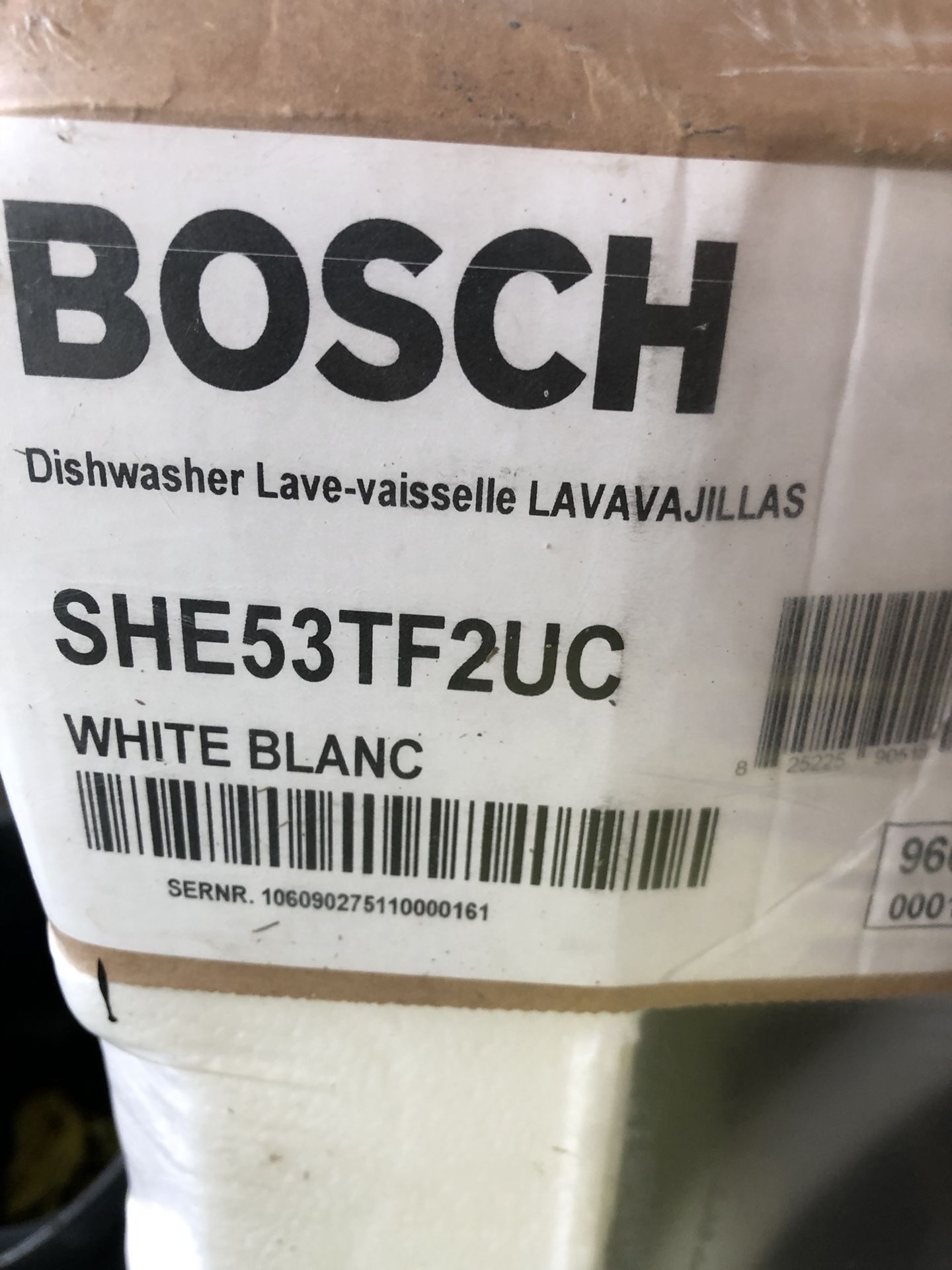 White Bosch dishwasher new unopened