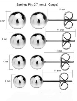 Silver Studs 4 pairs