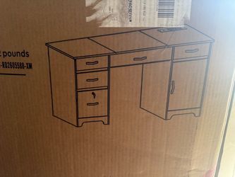 Computer Desk with Drawers and Cabinet