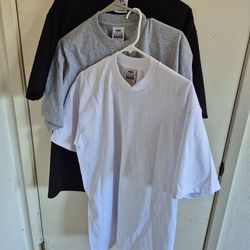 PRO CLUB WHITE 6 BLACK 6 GARY 6 TOTAL 18 PC MAN'S HEAVYWEIGHT COTTON SHORT SLEEVE T SHIRT SIZE L TALL