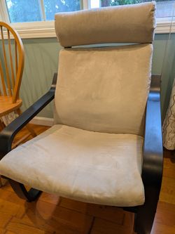 IKEA Poäng Armchair Black-Brown with Beige Cushion