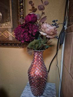Red Mosaic Glass Decorative Vase
