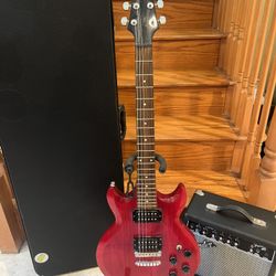 Ibanez Gax Electric Guitar W/ Hardshell Case, Fender Amp