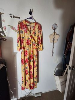 Derek Heart Yellow Multcolred Floral Wrap Style Maxi Dress 3X