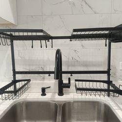 Over the Sink Dish Drying Rack Black Adjustable